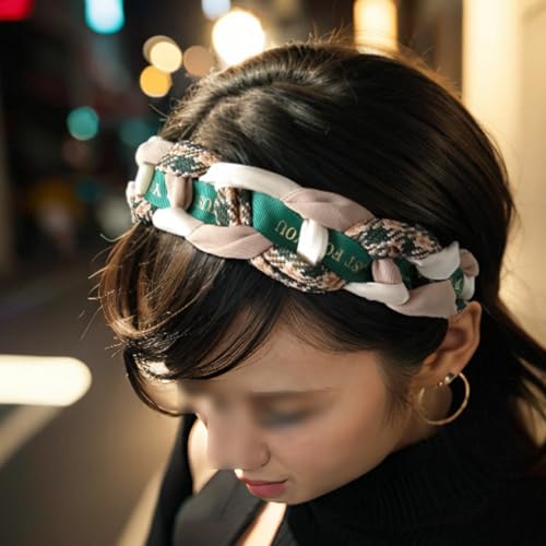 Bohemian Hair Accessory for Women Wide Crochet Hair Wrap Handmade Boho Hair Festival Hippie Stylish Adornment (Green)