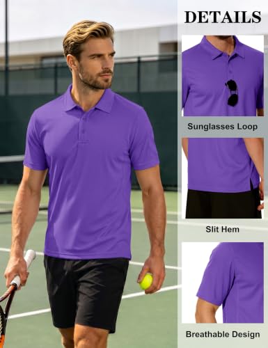 KEFITEVD Men's Polo Shirts Breathable Quick Dry Golf Short Sleeve Work Tops - Image 4