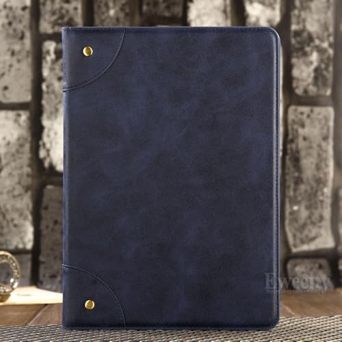 Étui iPad mini A17 Pro 2024 bleu rétro en cuir avec support intelligent à rabat