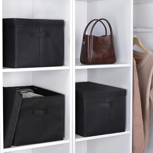 Image of WUIKE Collapsible Storage Bins with Lids, Black, Extra Large, 3-Pack