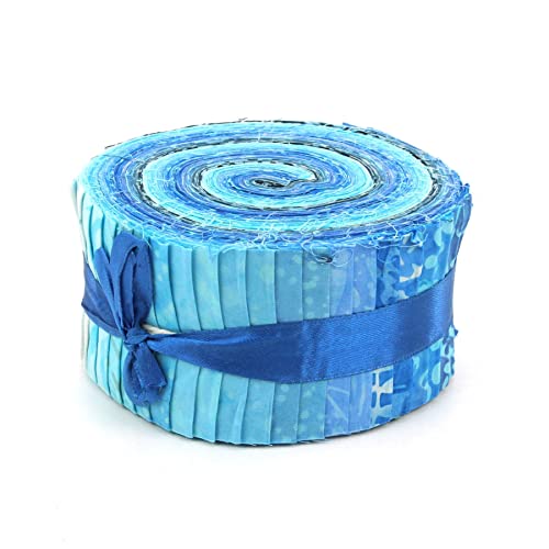 LOUDelephant Cotton Batik Pre Cut Fabric Bundles - Jelly Roll - Blue