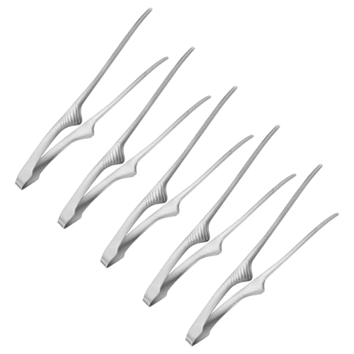 M METERXITY 5 Pcs Korean and Japanese BBQ Tongs 11.2 Inch Barbecue Tongs 430 Stainless Steel Kitchen Self-Standing Grill Non-Slip for Grill/Salad/Camping/Cooking [Silver]