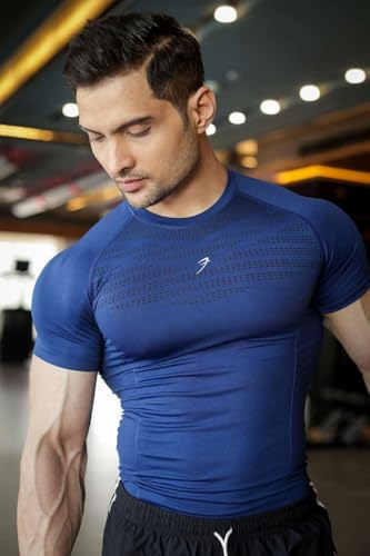 Image of FUAARK Nylon Seamless Compression Half Sleeves Dry Fit T-Shirts for High Performance in Gym