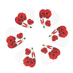 Lot de 12 médiators tendance et durables en forme de coquelicot pour guitare électrique et basse - Les Beatles, Paul McCartney, John Lennon, RIngo Starr, George Harrison Lot de 12 médiators tendance et durables en forme de coquelicot pour guitare électrique et basse – Image 2