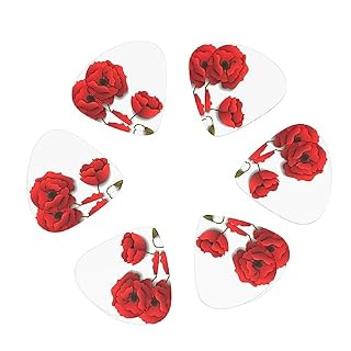 Lot de 12 médiators tendance et durables en forme de coquelicot pour guitare électrique et basse - Les Beatles, Paul McCartney, John Lennon, RIngo Starr, George Harrison Lot de 12 médiators tendance et durables en forme de coquelicot pour guitare électrique et basse – Image 2