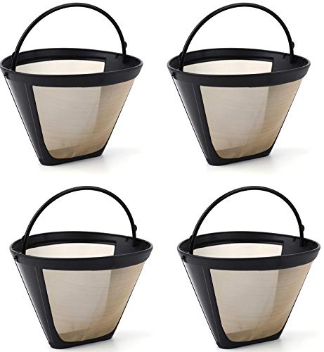 Lawei 4 pack Reusable Coffee Filter - #4 Cone Style Permanent Coffee Filter