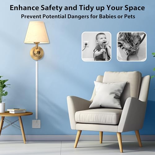 Image of ZhiYo 68 inch Cord Hider for 1 Cable, Small Black Wire Covers, 0.6 inch W x 0.4 inch H | Fits Up to 1 Thick Extension Cord, Premium Paintable Cable Management Raceway for Wall & Corner, Easy Install