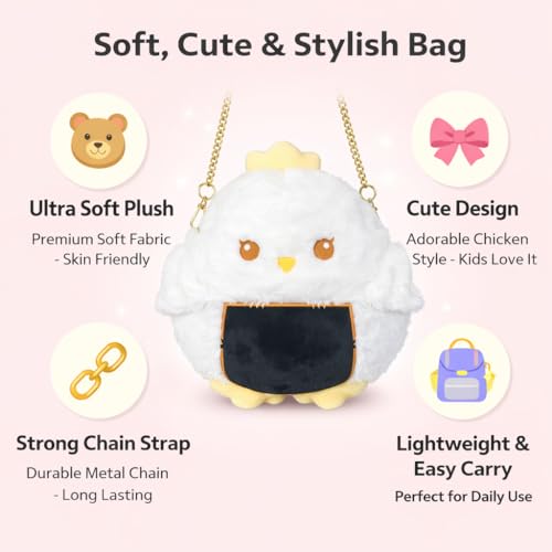 Image of Cute Tiger Plush Sling Bag for Kids | Soft Toy Shoulder Bag with Adjustable Strap | Lightweight Animal Backpack for Boys & Girls | Travel & Gift Bag - Black & White