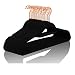 MIZGI Premium Velvet Hangers (Pack of 50) Heavyduty - Non Slip - Clothes Hangers Black - Copper/Rose Gold Hooks,Space Saving Suit Hangers with Accessory Bar