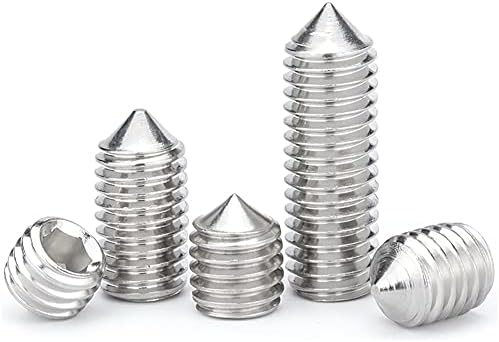 Cone Point Grub Screws, 304 Stainless Steel Hex/Allen Key Socket Cone Point Grub Set Screws, M5×6mm,20 pcs