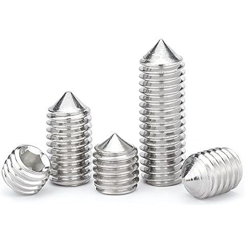 ANSIEDIO Cone Point Grub Screws, 304 Stainless Steel Hex/Allen Key Socket Cone Point Grub Set Screws, M5×6mm,20 pcs Cover