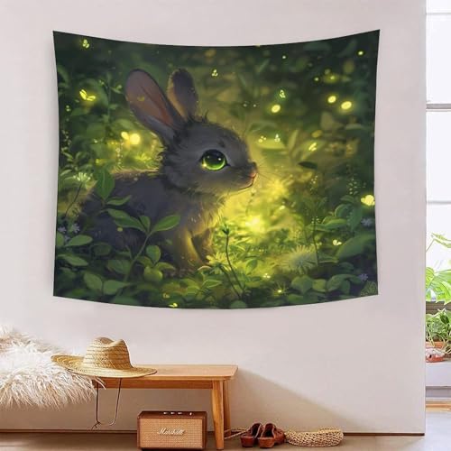 Art mural tapisserie lapin 3D grand format drap de lit et serviette de plage