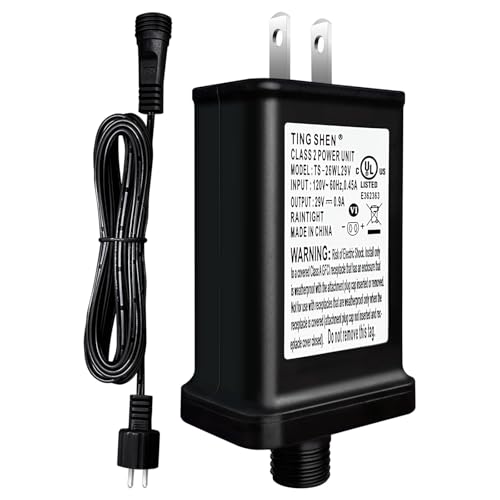 LED Transformer 29V 26W Power Supply Model TS-26W29V Replacement Parts IP44 US Plug Adapter for LED String Light, Christmas Tree Holiday Lighting