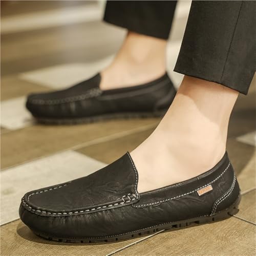 Round Toe Faux Leather Mens Loafers Shoe Moccasins Lightweight Flat Heel Flexible Casual Walking Slip On2