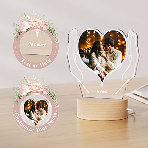 Bemaystar Custom Picture Frames with Photo - Personalized Gifts with Picture Frame, Customized Anniversary Birthday Gifts with Light for Women Men Mom Dad Her Him Girlfriend Boyfriend Couple