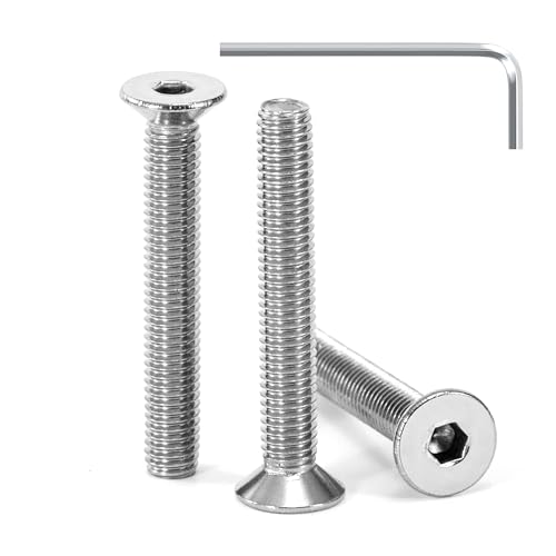 Tunejoy Tornillo Avellanado M5 x 35 mm Tornillos de Cabeza Avellanada Hexagonal de Acero Inoxidable A2 V2A Norma DIN 7991 con llave Allen Rosca Completa 30 Piezas