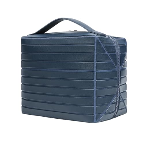 Image of Handcuffs Toiletry Kit Bag | PU Leather Travel Cosmetic Bag for Women & Men | Hanging Makeup Pouch Organizer for Unisex Grooming | Easy to Carry Toiletries & Accessories | Organizer Bag (Blue)