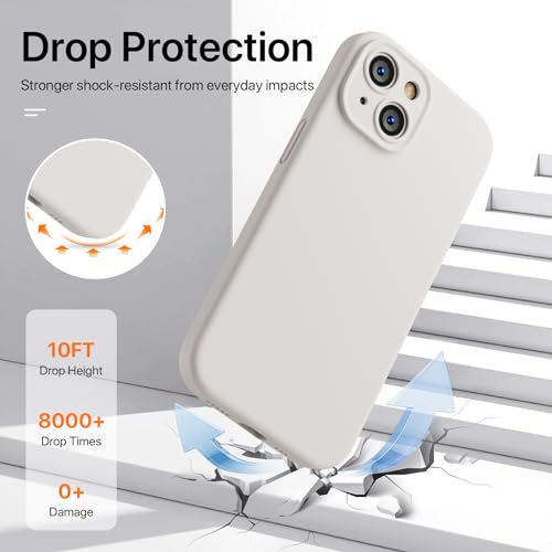 Image of GOODVISH Compatible with iPhone 15 Case, Silicone Upgraded [Enhanced Camera Protection] Phone Case with [2 Screen Protectors], Soft Anti-Scratch Microfiber Lining Inside, 6.1 inch, Rock Gray
