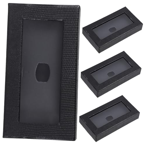 NOLITOY 蝶ネクタイボックス 蛇皮模様 透明窓付き 厚紙製 蝶ネクタイ用収納ケース メンズ 贈答用パッケージ フォーマルイベント向け 4個セット