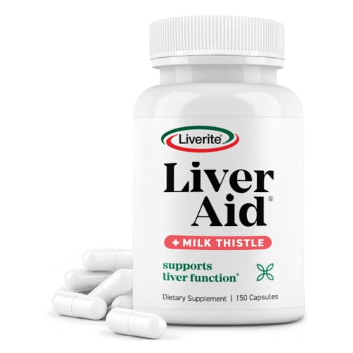 LIVERITE Liver Aid with Milk Thistle 150 Capsules Liver Support Supplement with Amino Acids Choline Milk Thistle & Vitamin B12 Supports Healthy Liver Function Cleansing Energy & Metabolism