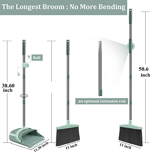 Chouqing Broom And Dustpan Set For Home,Broom And Dustpan Set,Broom Dustpan Set, Broom And Dustpan Combo For Office, Stand Up Broom And Dustpan (Green) #TOP1