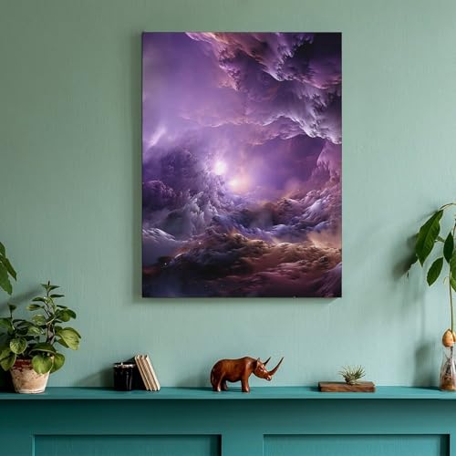 Toile murale galaxie violette avec cadre pour habiller un mur vide - 5