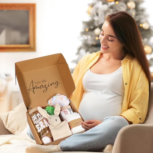 Image of Pregnancy Gifts for Expecting Mom, Cool New Mom Gifts, First Time Mom Gifts for Pregnant Women Wife Daughter Friends Coworker, 16oz Glass Cup Bunny Lovey, Unique Mom to Be Gift - in My Pregnant Era