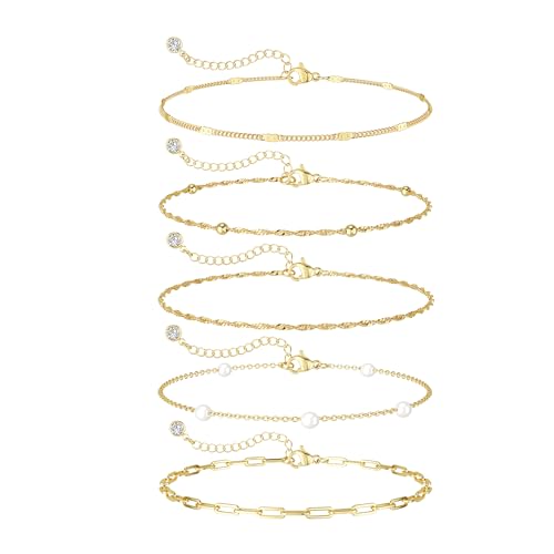 MBW Gold Bracelets for Women Trendy, Dainty 14K Gold Plated