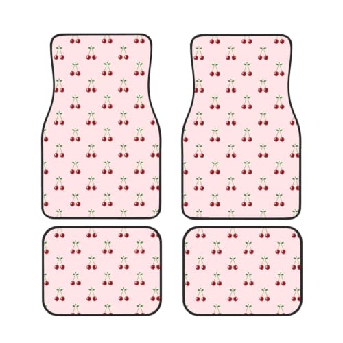 Alfombrillas para coche antideslizantes juego de 4 piezas en neopreno cereza roja rosa