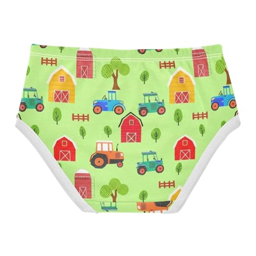Girls Underwear Toddlers 2t Cotton Little Girl Panties Artistic Briefs Undies Kids Cute Cartoon Tractors Green2