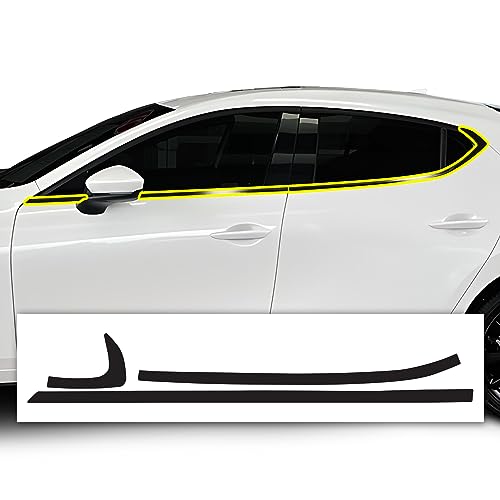 BOGAR TECH DESIGNS for Mazda 3 Hatchback 2019-2026 Side Window Chrome Delete Precut Vinyl Trim Overlay Gloss Black Blackout Appearance