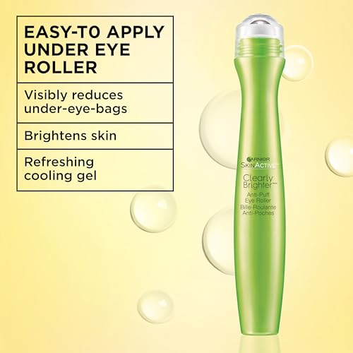 Garnier Clearly Brighter Anti-Puff Eye Roller, Dark Circles Under Eye Treatment with Caffeine and Vitamin C, 0.5 Fl Oz (15mL), 1 Count (Packaging May Vary) - image 2