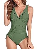 Traje de baño con control de barriga: trajes de baño de una pieza de talle alto con diseño plisado en la cintura y el abdomen, ocultan perfectamente las imperfecciones de la barriga y cortan la cintura, acentúan las curvas de su cuerpo y lo hacen lucir más delgado.
