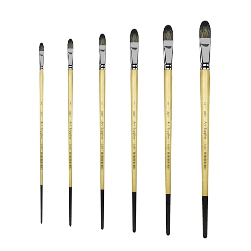 XDT#6386 Filbert Artist Paint Brush 6 Piece Set Medium Stiff