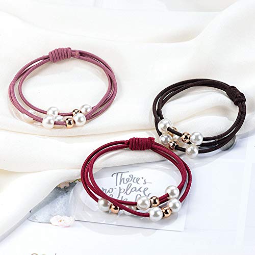 Ruihfas 10Pcs/Lot Korean Hair Accessories Multi Layer Hair Ring With Pearls Hair Rope Hairband #TOP3