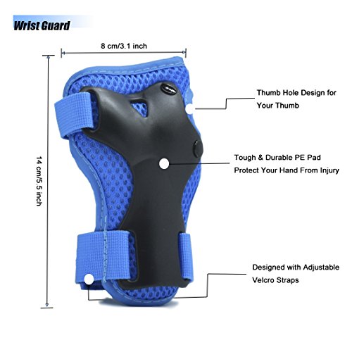 Knee Pads for Kids Knee and Elbow Pads Wrist Guards Toddler Protective Gear Set for Skateboarding Skating Inline Roller Cycling Bike Rollerblading Scooter Pads - Thumbnail 5