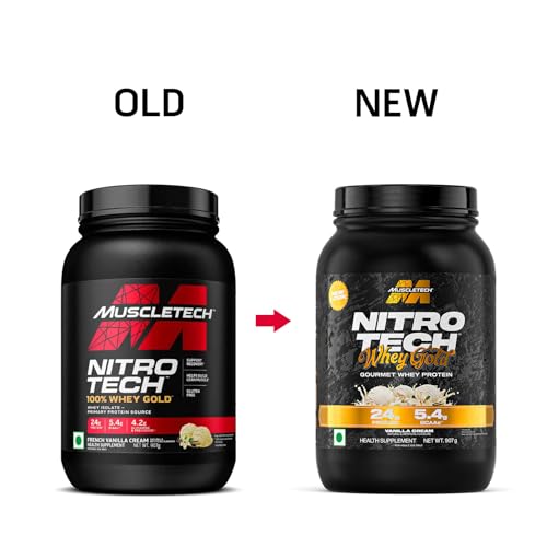 Image of MuscleTech Nitro-Tech Whey Gold Protein Powder | 24 g Protein & 5.4 g BCAAs Per Serving | Supports Lean Muscle & Faster Recovery | Vanilla Cream | 907 g