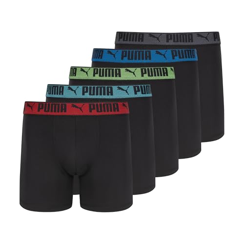 Puma Herren-Boxershorts, 5er-Pack, Trainingspassform, Schwarz/Hell, Größe XL – Ansicht 1