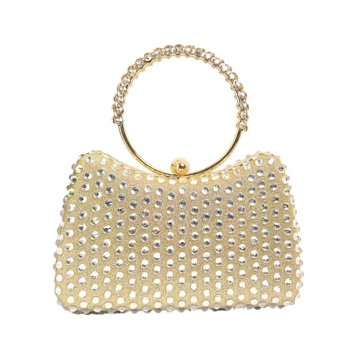 [QKPOWQ] JSEIAJB Handheld rhinestones Studded Dinner Bag Women's Single Shoulder Slanted Dress Qipao Bags(Gold)