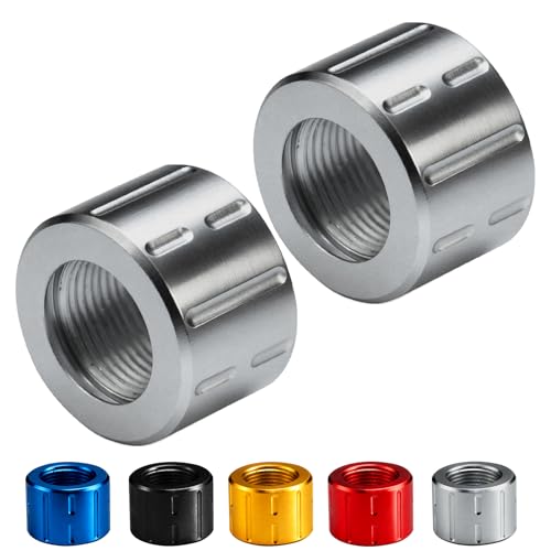 BZGREEN 2 Pack Thread Protector for 1/2 * 28 .22LR, .357 and 5/8 * 24 - Choose Size - Aluminum, Mulitiple Color Options (Silver, 5/8 * 24)