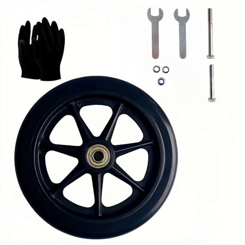 2Pcs 8 Inch Black Replacement Wheels for Walker - Universal Hard Rubber Walker Wheels Replacement Fit Drive Rollator & Wheelchair Wheel All-Floor Safe Rolling Essential Walker Accessories