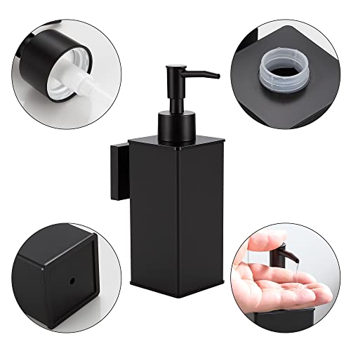 Refillable Wall Mounted, Metal Rustproof Black Hand Soap Dispenser For Bathroom Kitchen Home Hotel Bath 240 Ml #TOP2