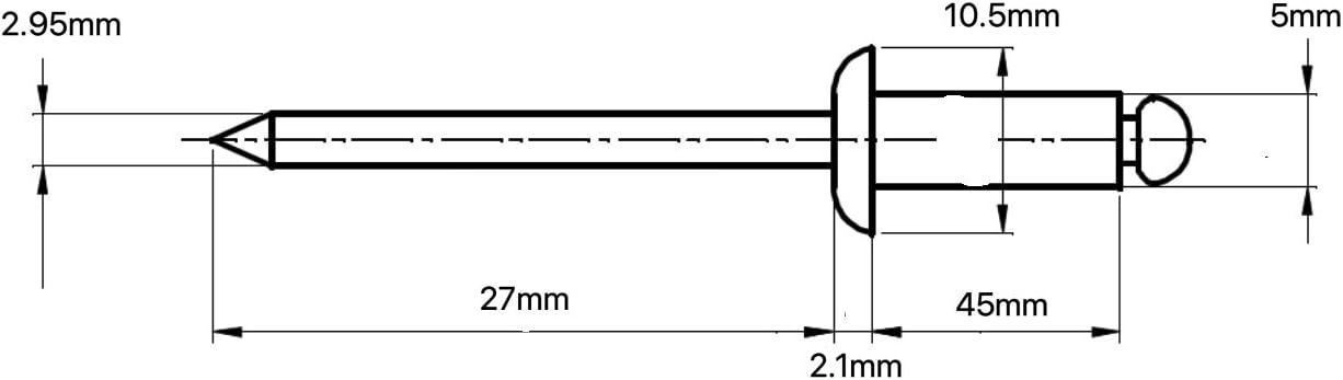 5mm x 45mm Blind Pop Rivet Dome Head Aluminium/Steel Shaft (Pack of 20) E07-08BC - Image 3
