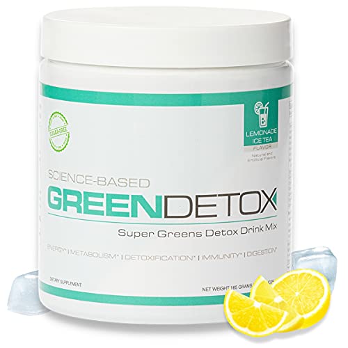 Science Based Green Detox by Six Pack Abs (Lemonade Ice Tea) – Superfood Drink Mix - Sugar Free, Vegan-Friendly - Over a Dozen Superfoods in Each Serving