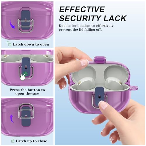 Image of for Sony WF-1000XM5 Case Cover, Clear Soft TPU Protective Earbuds Case, Only Compatible with Sony WF-1000XM5, Headphones Case with Carabiner & Lanyard Accessories(Clear Purple)