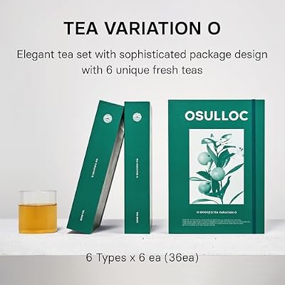 OSULLOC TEA VARIATION O (36 Count, 6 Types x 6 ea), Elegant & Sophisticated designed Gift Set, 6 Premium Organic Pure & Blended Tea from Jeju Island