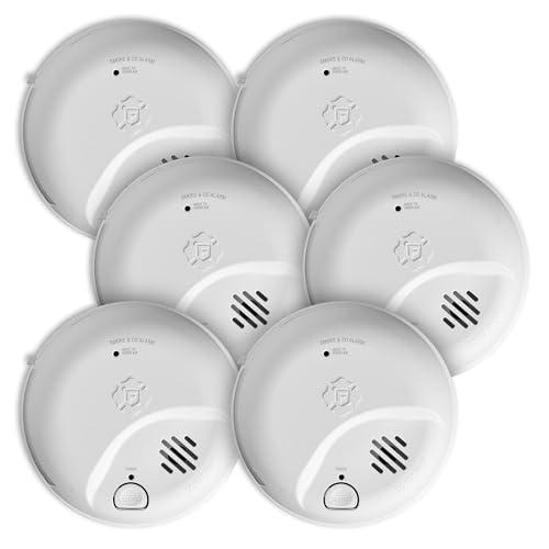 First Alert SMICO100-AC Interconnect Hardwire Combination Smoke & Carbon Monoxide Alarm with Battery Backup, 6-Pack by First Alert - Used condition - US$215.95