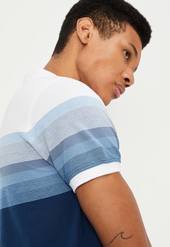 Image of Max Men's Half Sleeves Cotton Blend Regular Fit Striped Polo T-Shirt