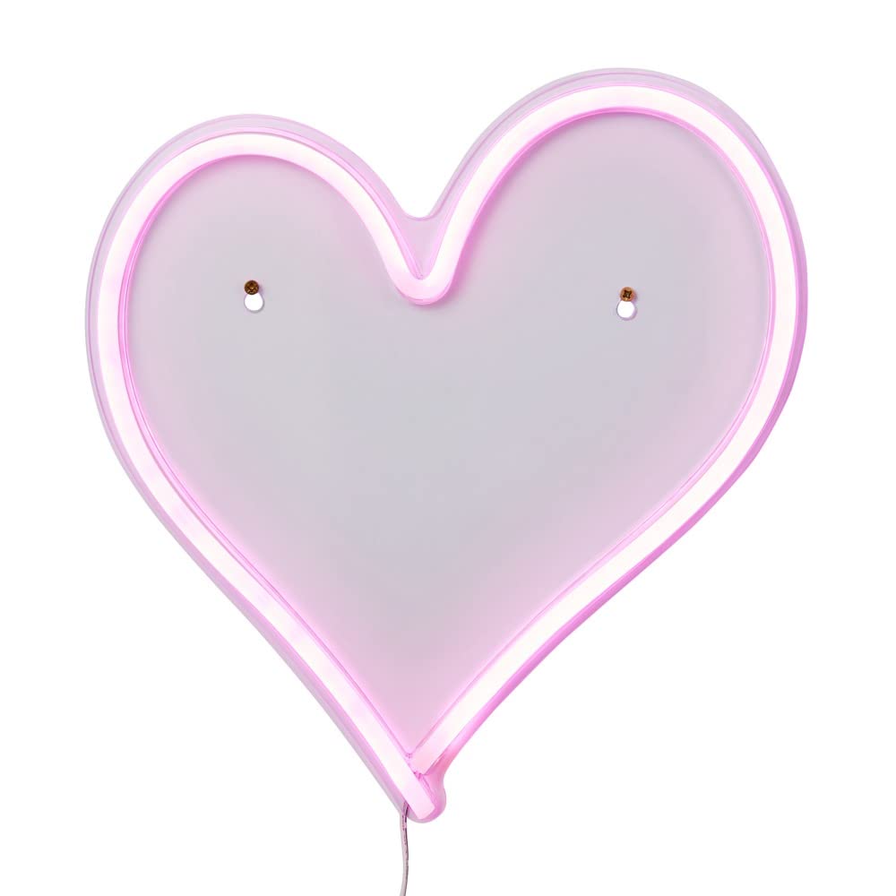 LITECRAFT Glow Heart Wall Light Children's Bedroom 3.22 Watt Neon LED - Pink
