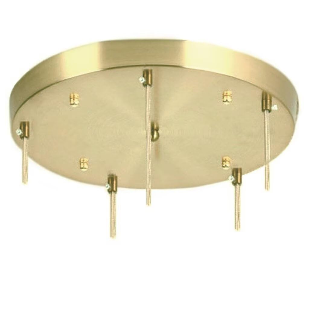 DESHOME 50cm Round Ceiling Rose Cover Brass 5 Hole Metal Chassis Pendant Light Fitting Kit, Ceiling Canopy Cover Plate with Accessories(Wire not Included), for Ceiling Lights, Hanging Fixture